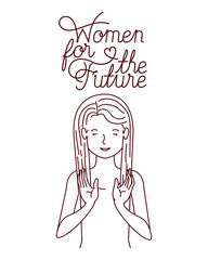 woman with label women for the future character