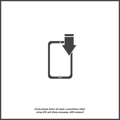 Vector image incoming call. Icon phone with arrow.