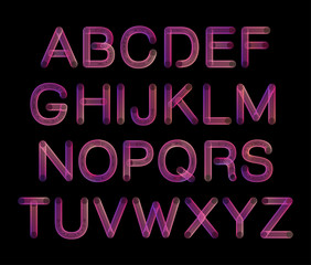 Flexible tube neon spiral 3D gradient Alphabet