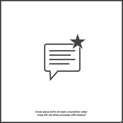 Message favorite star icon on white isolated background.