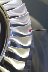 nspect dimension metal parts by CMM after machining process in industrial factory