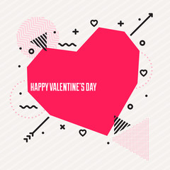 Geometric style valentine's day greeting card - memhpis style design