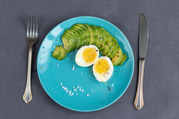Homemade healthy breakfast with avocado