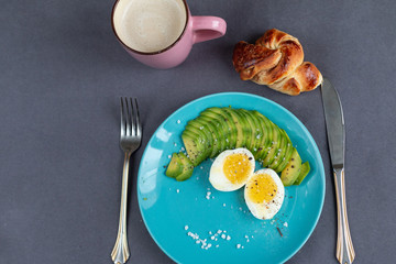 Homemade healthy breakfast with avocado