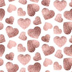 Rose gold hearts seamless pattern design for valentine's day or wrapping paper