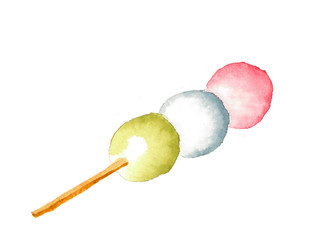 Japanese traditional sweet "DANGO". of Three-Color