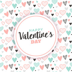Cute valentine's greeting card design with heart pattern background