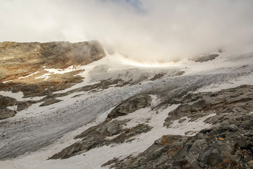 Lyskamm glacier from Indren Peak on the Monte Rosa massif