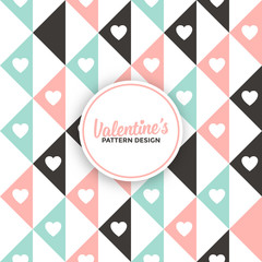 Geometric pattern background design with hearts for valentine's day