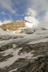 Lyskamm glacier from Indren Peak on the Monte Rosa massif