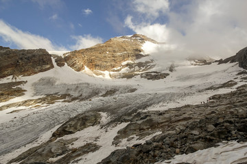 Lyskamm glacier from Indren Peak on the Monte Rosa massif
