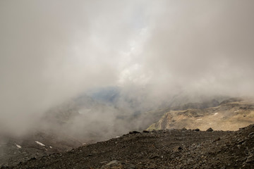 Lyskamm glacier from Indren Peak on the Monte Rosa massif