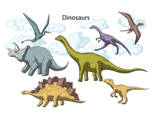 Prehistoric vector dino icon set.