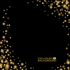 Gold confetti glitter, Sparkling dots on black © tinakris