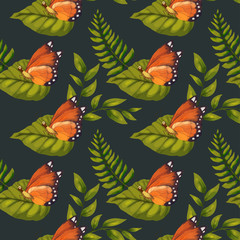 Seamless vector pattern with cute 3d insect.