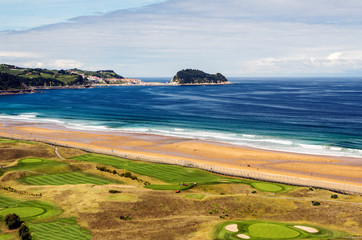 Beach of Zarautz in the Basque country, Spain, on a sunny day