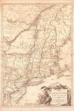 1777, Brion de La Tour Map of New York and New England, Revolutionary War