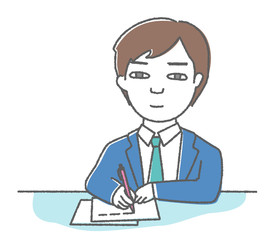 書類を書く男性