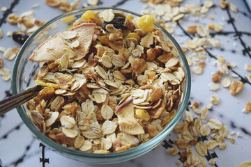 Bowl of cereal with abstract background