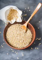 pearl barley in ceramic bowl