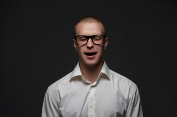 Young man thought about something