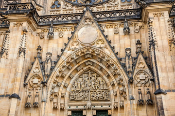 Details of the facade of the Metropolitan Cathedral of Saints Vitus, Wenceslaus and Adalbert in Prague