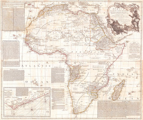 Fototapeta na wymiar 1794, Boulton and Anville Wall Map of Africa, most important 18th cntry Map of Africa