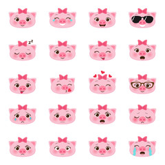Set of pigs emojis