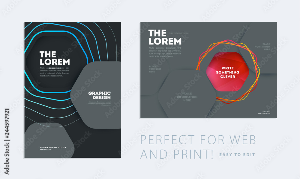 Wall mural design of brochure smooth soft template. creative abstract set, annual report, horizontal cover, fly