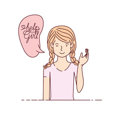 woman with label help girl avatar character