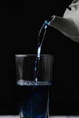 Butterfly Pea Tea. Pour into a glass of blue tea. Welding