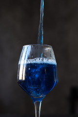 Butterfly Pea Tea. Pour into a glass of blue tea. Welding