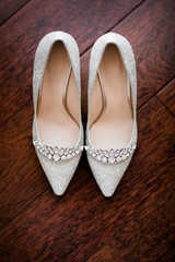 wedding concept. luxury bride's shoes