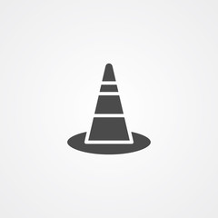 Traffic cone vector icon sign symbol