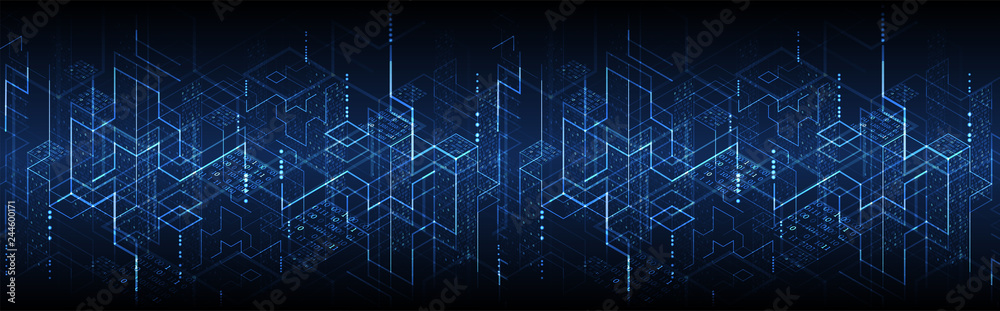 Aufkleber Isometric big data flow processing concept, cloud database. Abstract technology background. Vector illustration