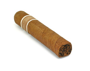 hand rolled cigar isolated on white