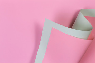 Abstract geometric shape pastel pink and green color paper background