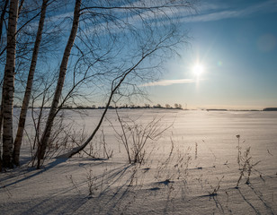 Fototapeta premium Winter picture. Lot of snow and beauty russian nature
