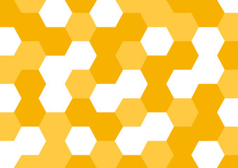 Honey abstract background with yellow honeycombs. Hexagonal cell. Vector illustration