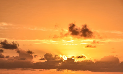 Coloured sunset on Seyshells island. Sea, summer, cloud, sky