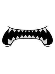 scharfe zähne großer mund fressen gefährlich böse monster horror hunger gesich lustig comic cartoon clipart design