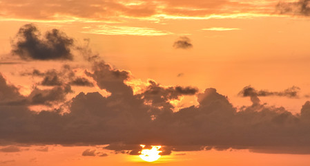 Coloured sunset on Seyshells island. Sea, summer, cloud, sky