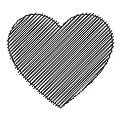 Scribbled black heart. Isolated vector illustration on white background.