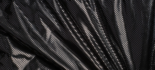 Naklejka premium Gray black metalic silver polka dot fabric texture background