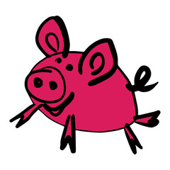 Happy Pink Pig Isolated on White background