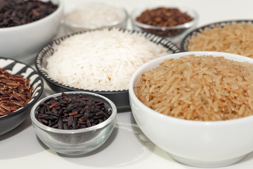 rice, different varieties of raw rice