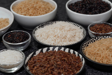 rice, different varieties of raw rice