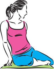 fitness woman stretching relax vector illustration