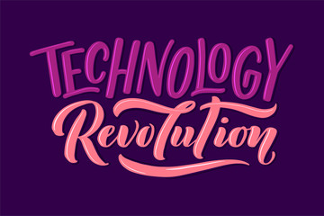 Lettering composition for posters. Motivational quote about gadgets and technology. Hand drawn vector illustration.