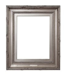 Fototapeta premium Silver frame for paintings, mirrors or photo isolated on white background 